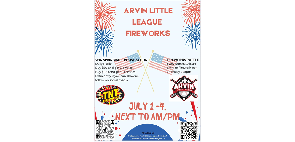 We are selling Fireworks July 1st-4th